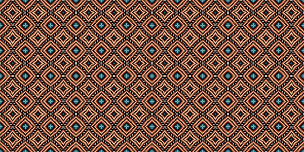 Ikat geometric folklore ornament with diamonds Seamless striped pattern in Aztec style