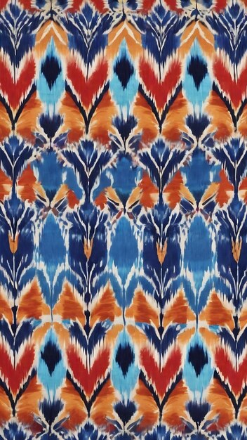Ikat repeating swimwear design blue symmetrical