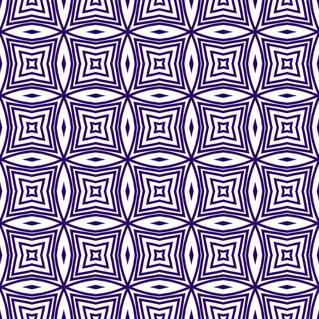 Ikat repeating swimwear design. Purple symmetrical kaleidoscope background. Summer ikat sweamwear pattern. Textile ready posh print, swimwear fabric, wallpaper, wrapping.