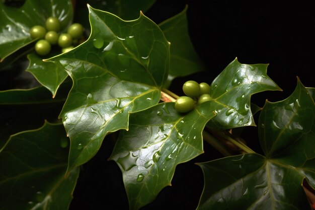 Фото Падуб ilex aquifolium с зелеными листьями