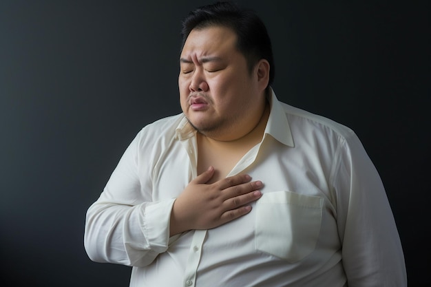 Ill man suffering with heart disease symptoms