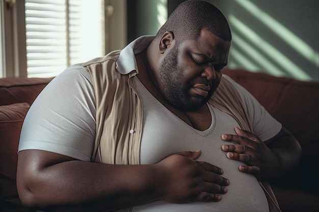 心臓病の症状で苦しんでいる病気の男