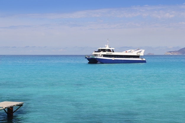 Illetas turquoise sea Formentera boat