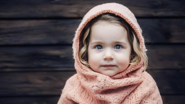 Illness baby girl in warm scarf