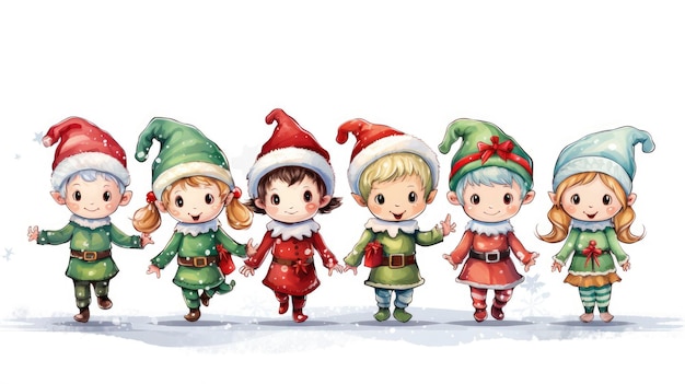 illstration banner of Elves Christmas cards