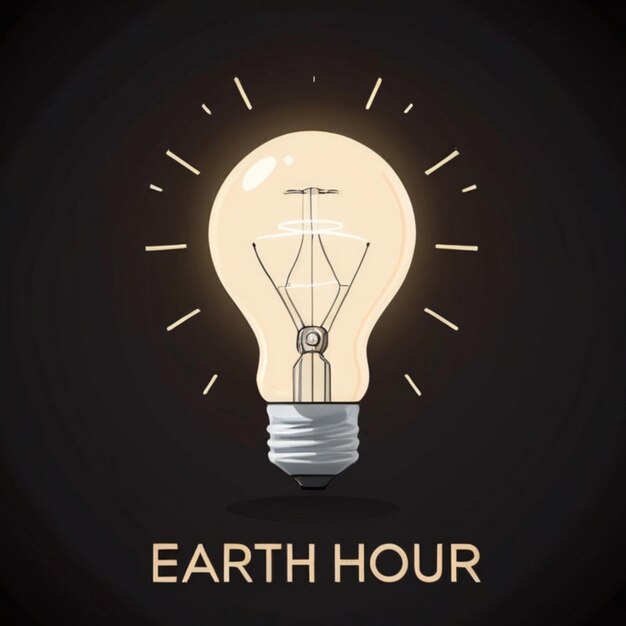 写真 無料のベクトルフラットデザインの電球グラフィックスでearth hourを照らします