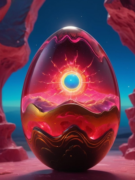 Illuminate Your Space with a Masterpiece Digital Surrealism Psychedelic Glassy Egg Art