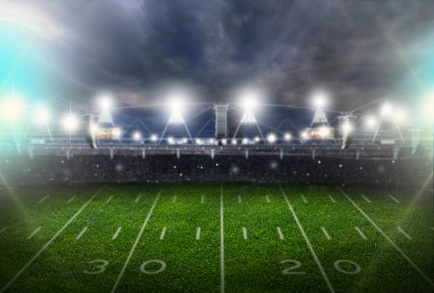 Photo illuminated american football stadium, blank space