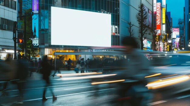 Photo illuminated billboard on city avenue at dusk