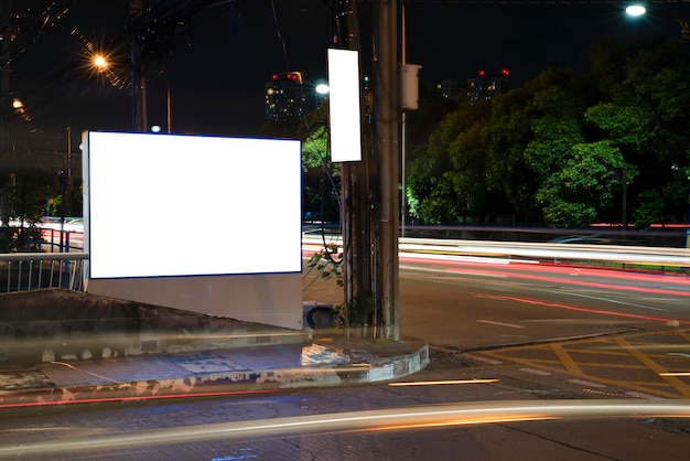 Illuminated blank billboard with copy space for your text\
message or content advertising mock up banner