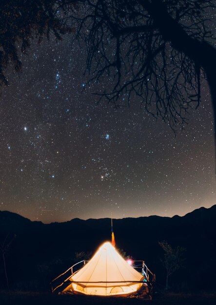 写真 夜空に照らされた建物