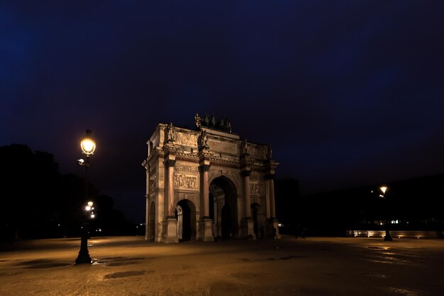 Illuminated building at night