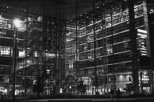 Illuminated buildings in city at night