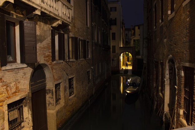 Illuminated buildings in city at night