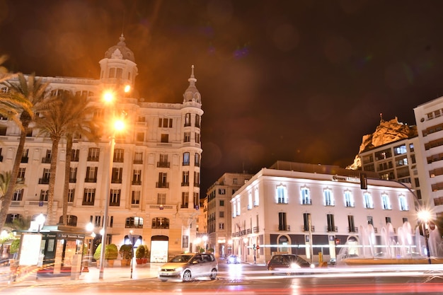 illuminated buildings at night