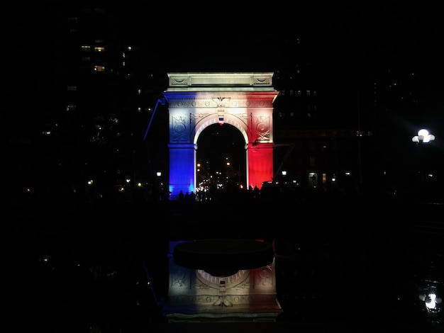 Illuminated built structure at night