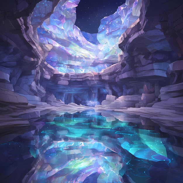 Illuminated Caves A Journey Through Glowing Rocks and Water