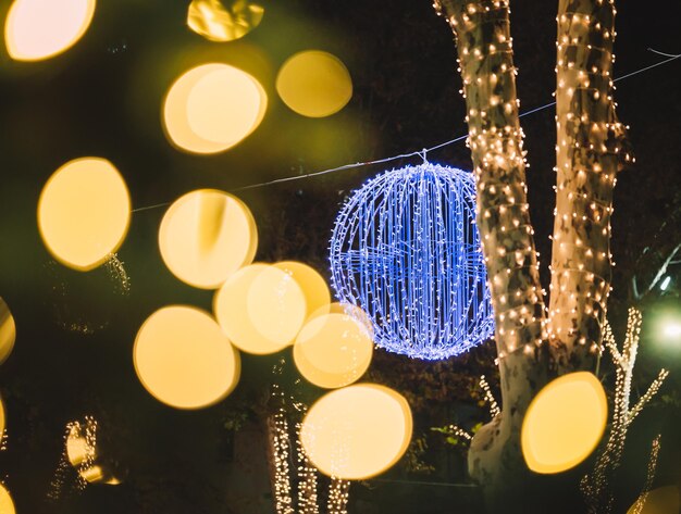 Illuminated Christmas decorations in the street