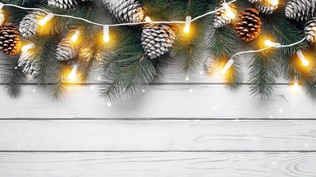 Illuminated Christmas garland in a tranquil setting