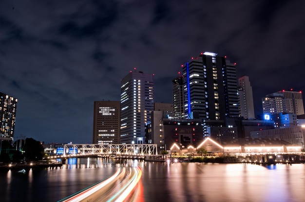 illuminated city at night