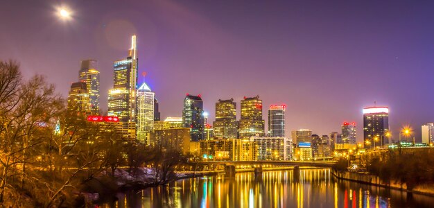 Photo illuminated city at night