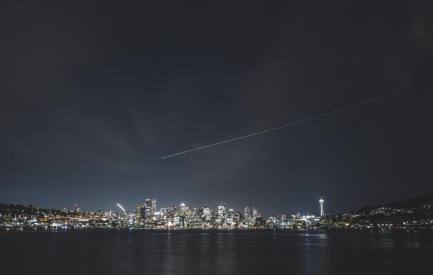 illuminated city at night