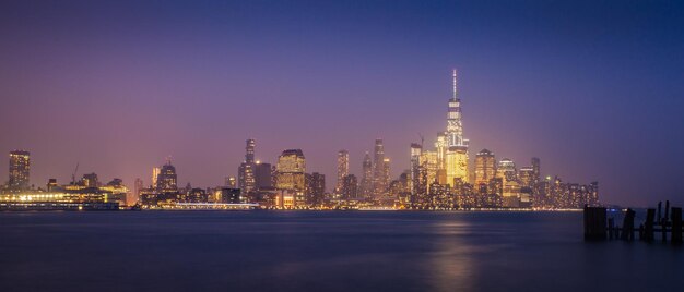 Illuminated city at night