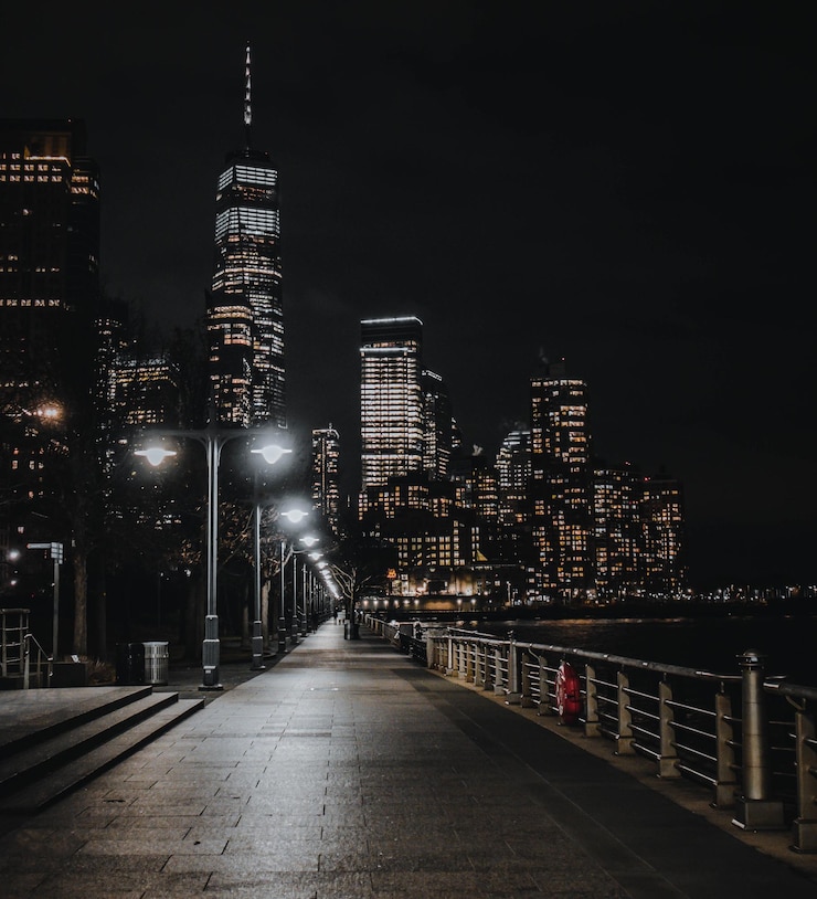 Photo illuminated city at night