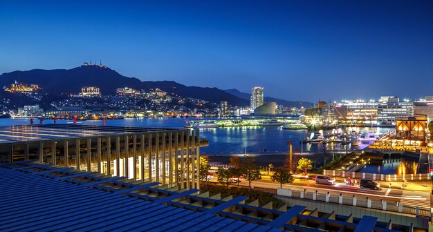 Illuminated city at night