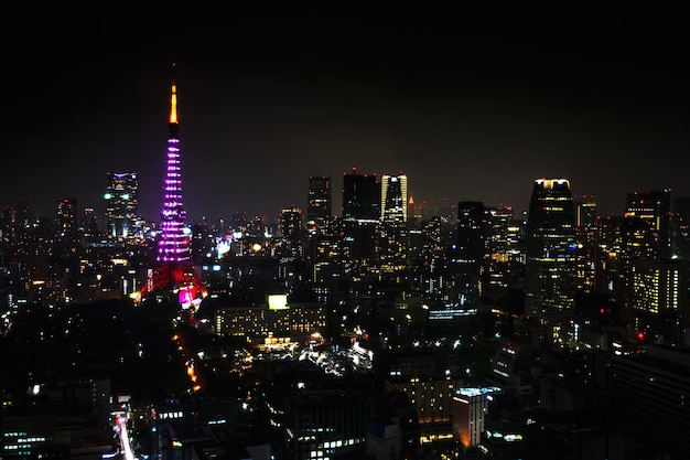 Photo illuminated city at night