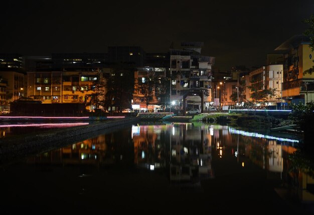 Illuminated city at night