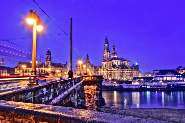 Illuminated city at night