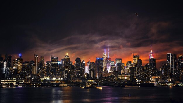 Illuminated city at night