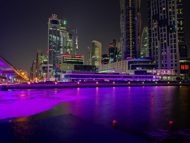 Illuminated city at night