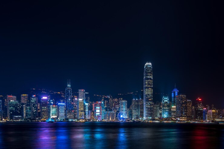 Photo illuminated city at night