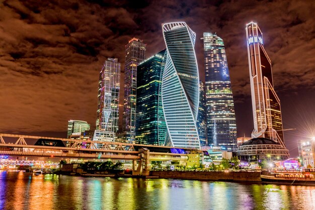 Illuminated city at night