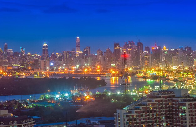 Illuminated city at night