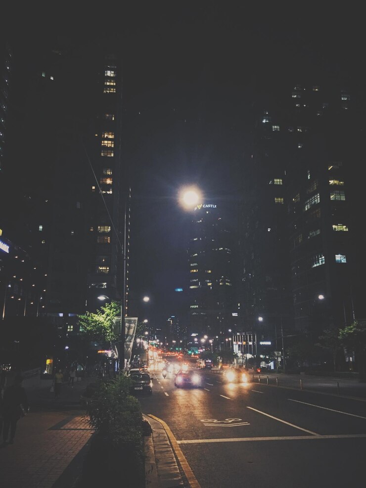 Photo 밤에 조명 된 도시