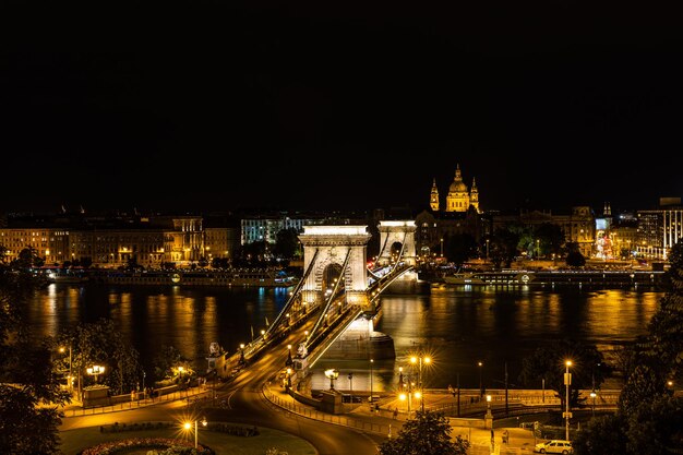 Illuminated city at night