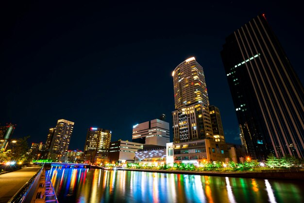 Illuminated city at night