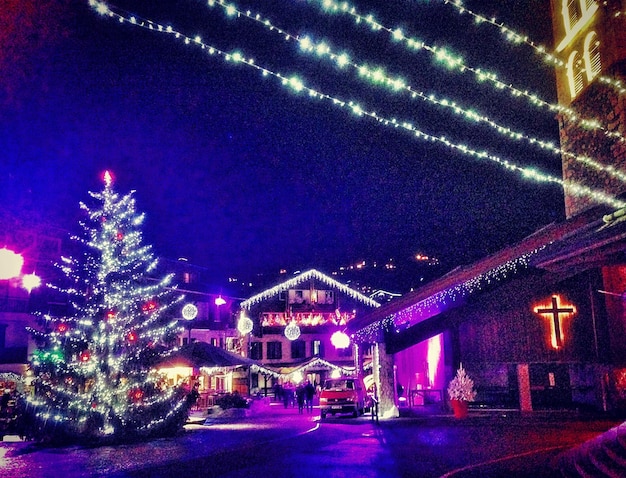 Illuminated city at night