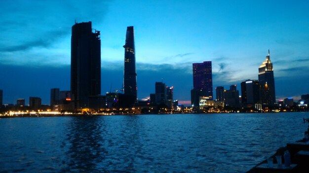 Illuminated city skyline at night