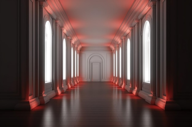 Illuminated corridor interior design Empty Room Interior Background creative ai