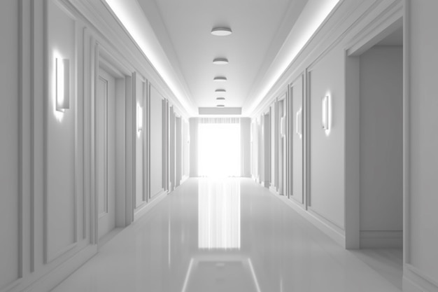 Illuminated corridor interior design Empty Room Interior Background creative ai