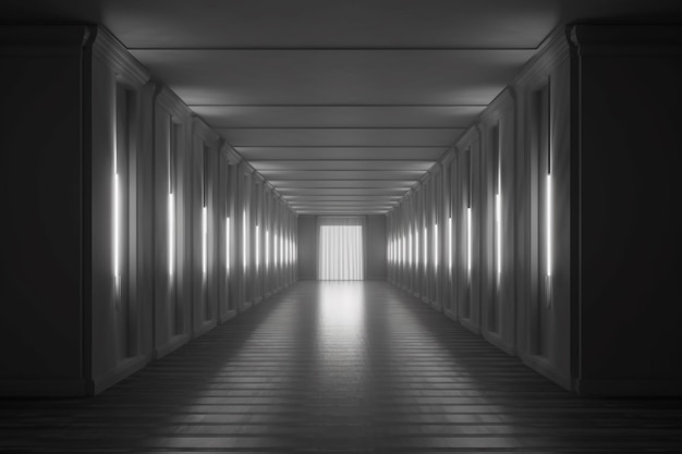 Illuminated corridor interior design Empty Room Interior Background creative ai