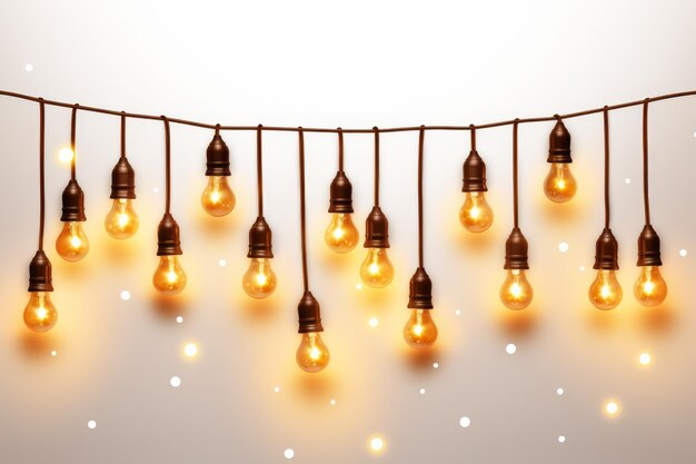 Photo illuminated dreams a spectacle of hanging light bulbs on white or png transparent background