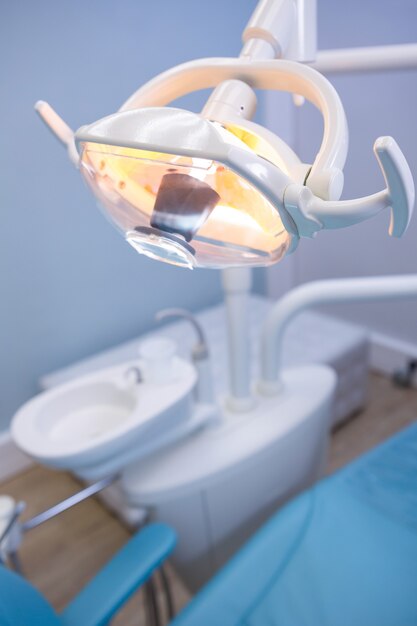 Illuminated electric lamp at dental clinic