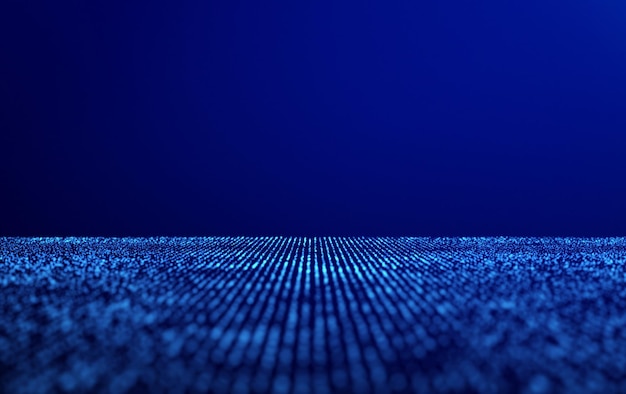 Illuminated floor against blue wall