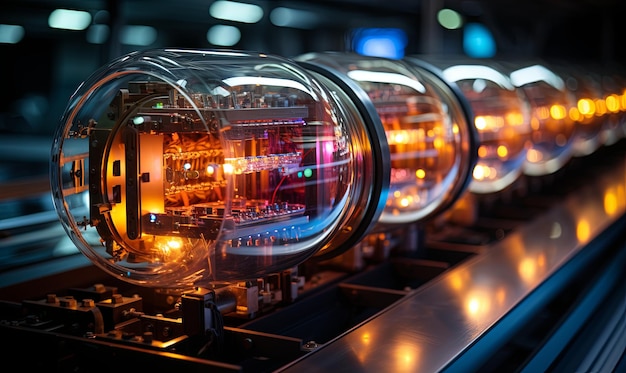 Illuminated Glass Tubes in a Row