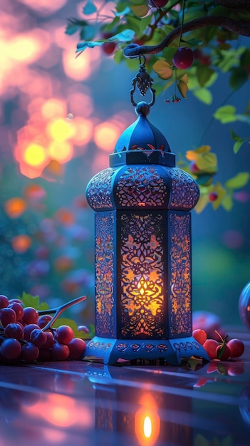 Illuminated Lanterns Against a Serene Background